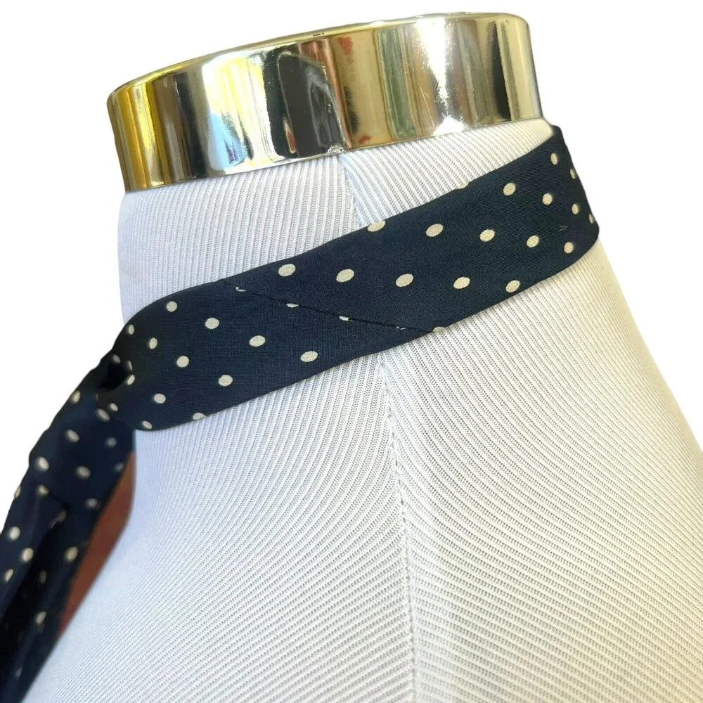 Vintage Nobleman Navy Silk Tie Polka Dot Short‎ 55